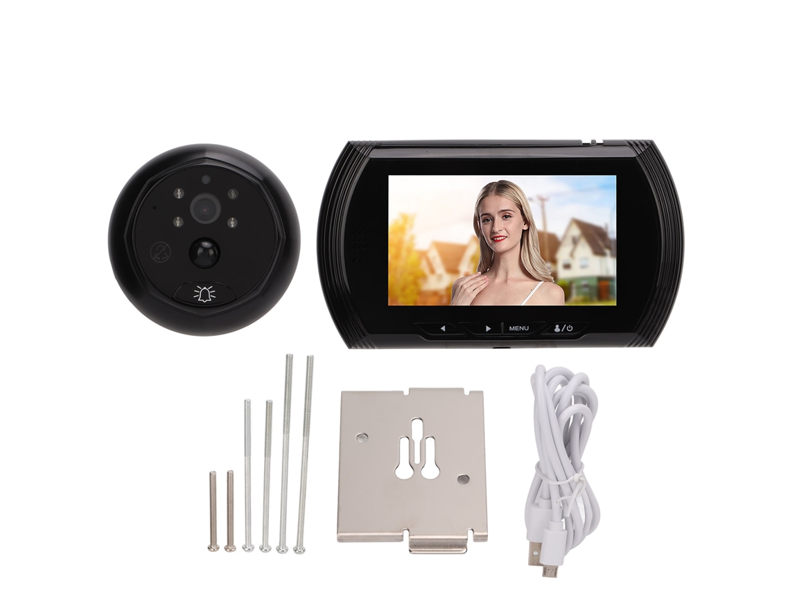 Campainha De Vídeo Inteligente Eletrônica Para Espião, 2 Megapixels Full Hd 1080p, Display Lcd De 4,5 Polegadas