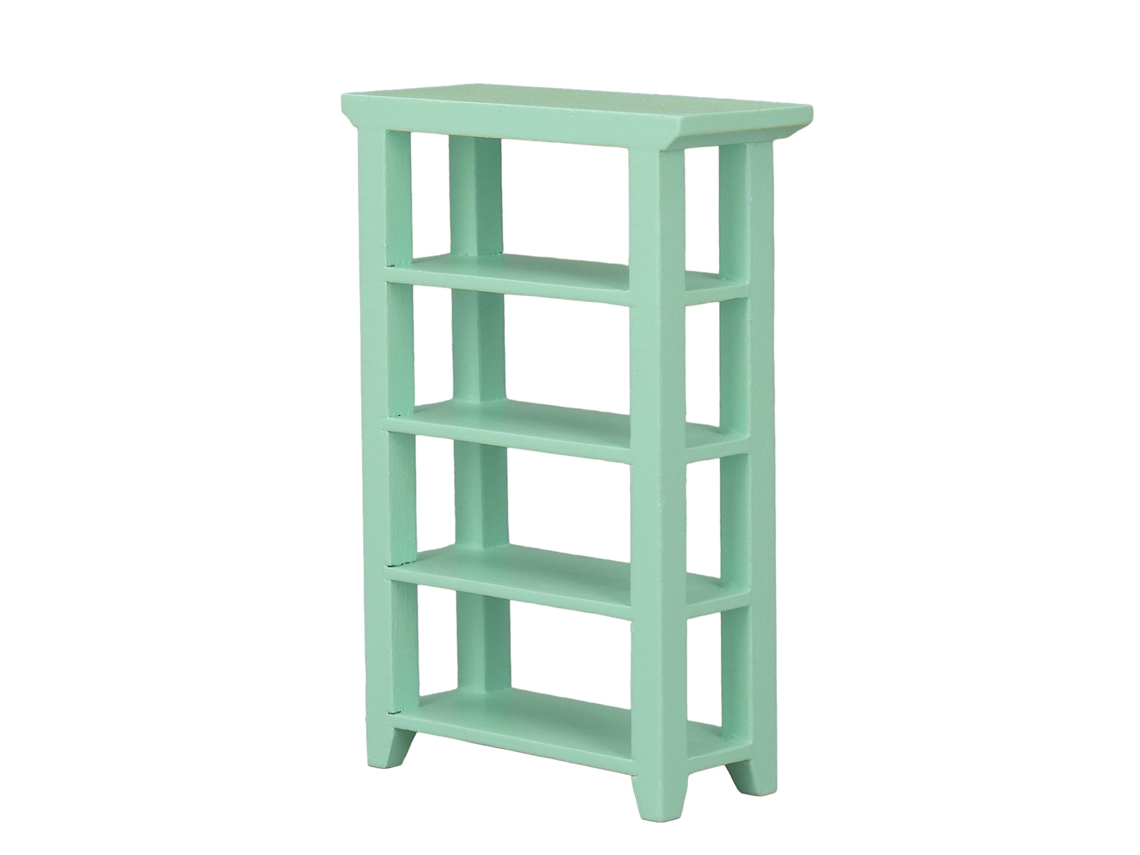 Estante De Livros Flores 4 Camadas Miniatura Móveis Boneca Escala 1:12 Bétula Verde