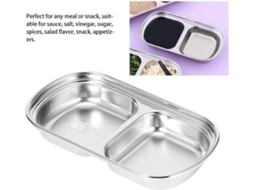 2 Pratos de Molhos de Aço Inoxidável Prateado para Condimentos, Petiscos e Alimentos, Louça de Cozinha Resistente Ao Lava louças