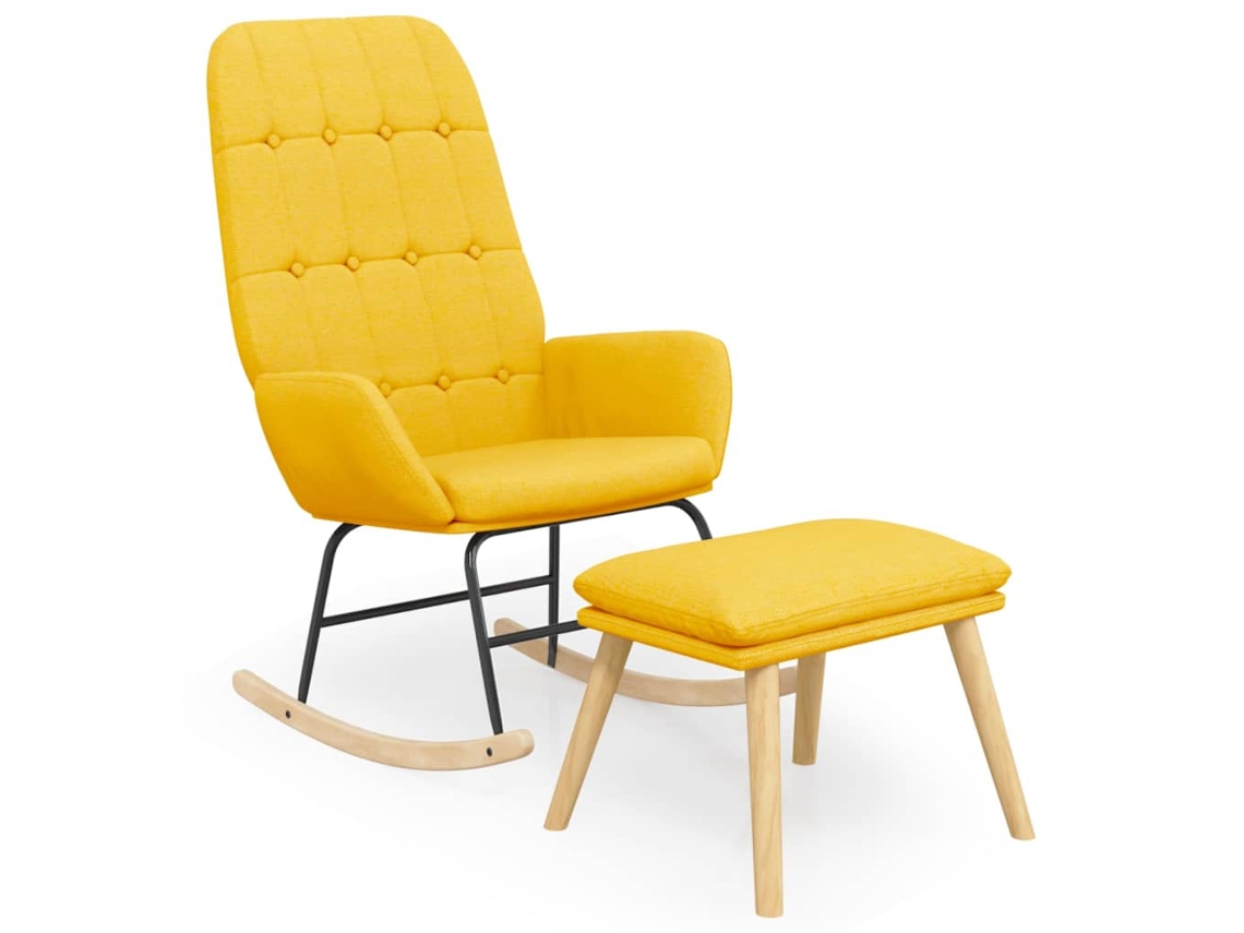 Rocking Chair With Footstool, Rocking Chairs With Footstools Vidaxl Amarelo Tecido