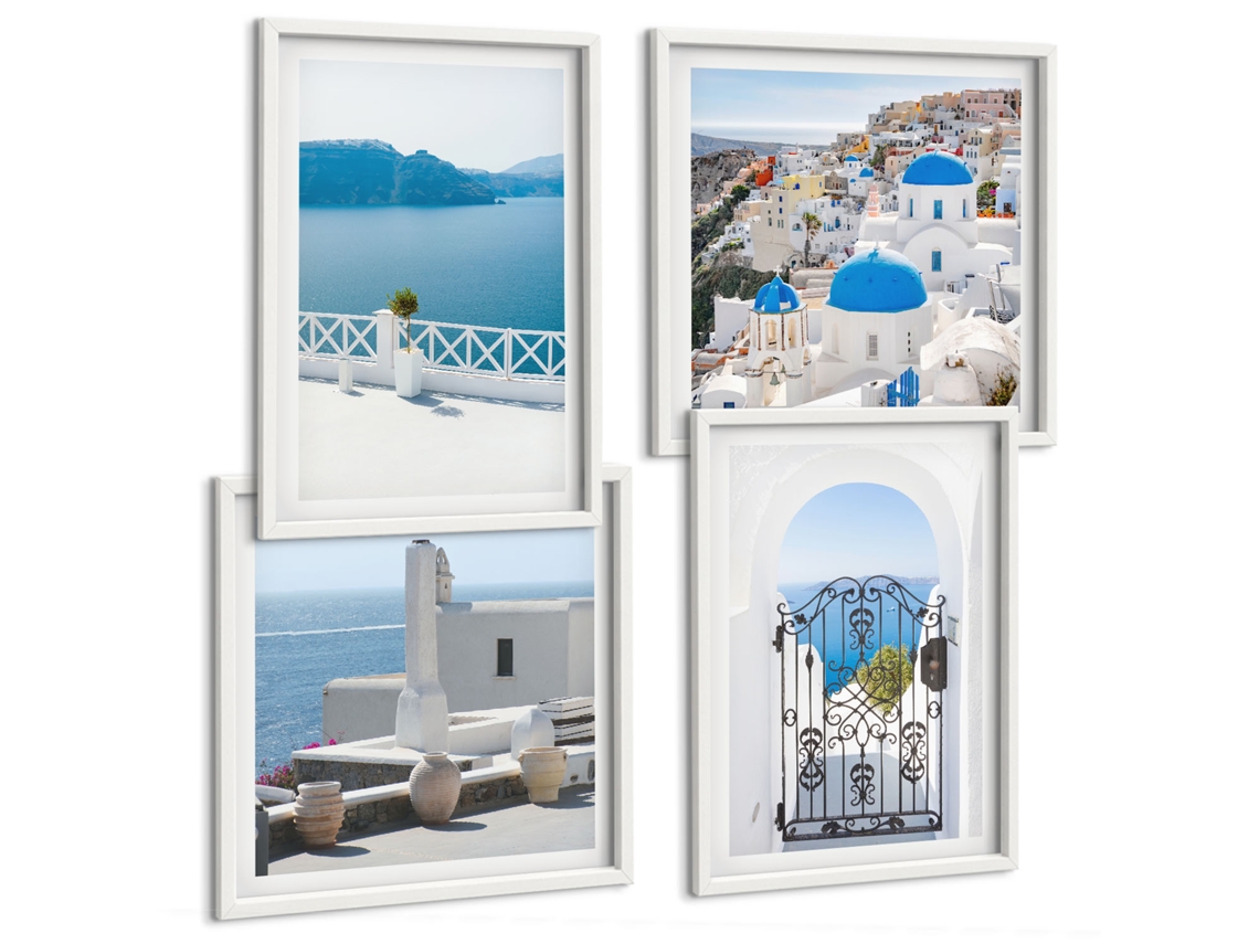 Composição De Quadros Na Parede Ruas Charmosas, Fontes Moldura Branca Quadros Para O Escritório Espelharte (conjunto De 4 Imagens)