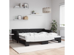Vidaxl Sofá-cama Com Gavetão 90x200 Cm Tecido Preto