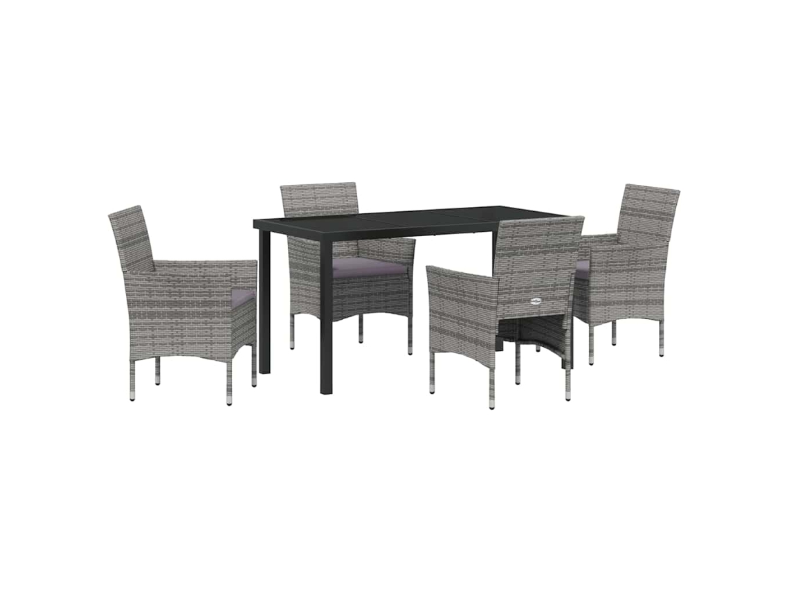 Maison Exclusive - Conjunto De Jantar Para Jardim 5 Pcs Cinzeto Vime Pe