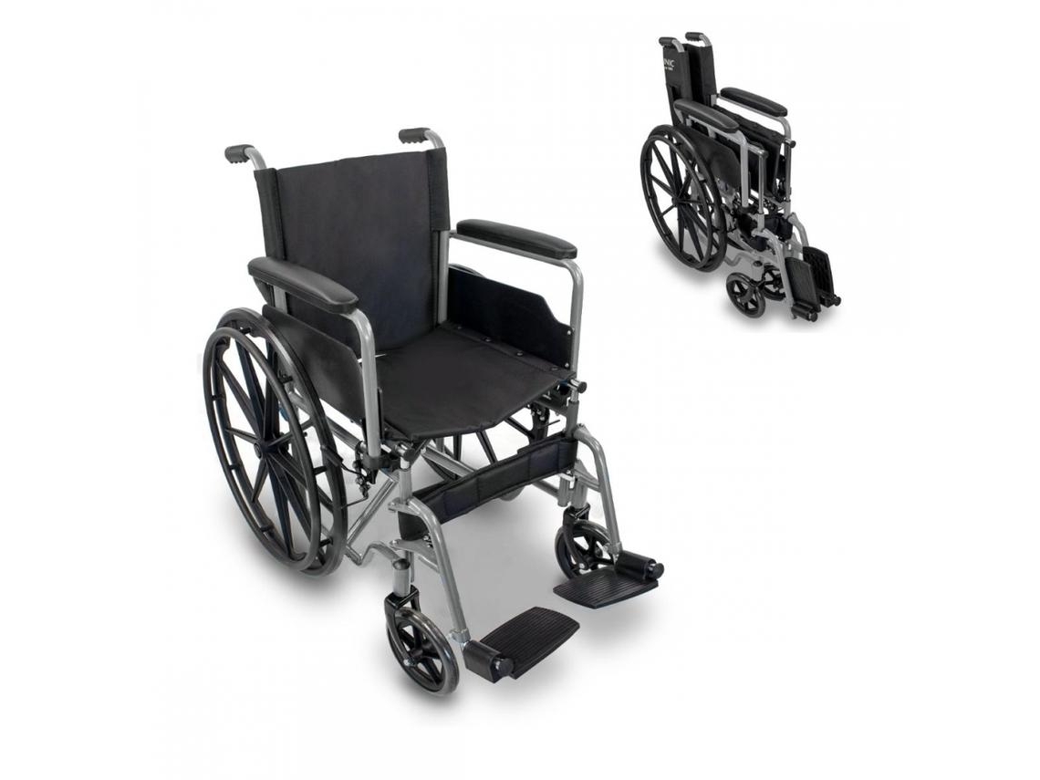 Cadeira de Rodas Dobrável MOBICLINIC Marsella Rodas grandes 46 cm Cinzento