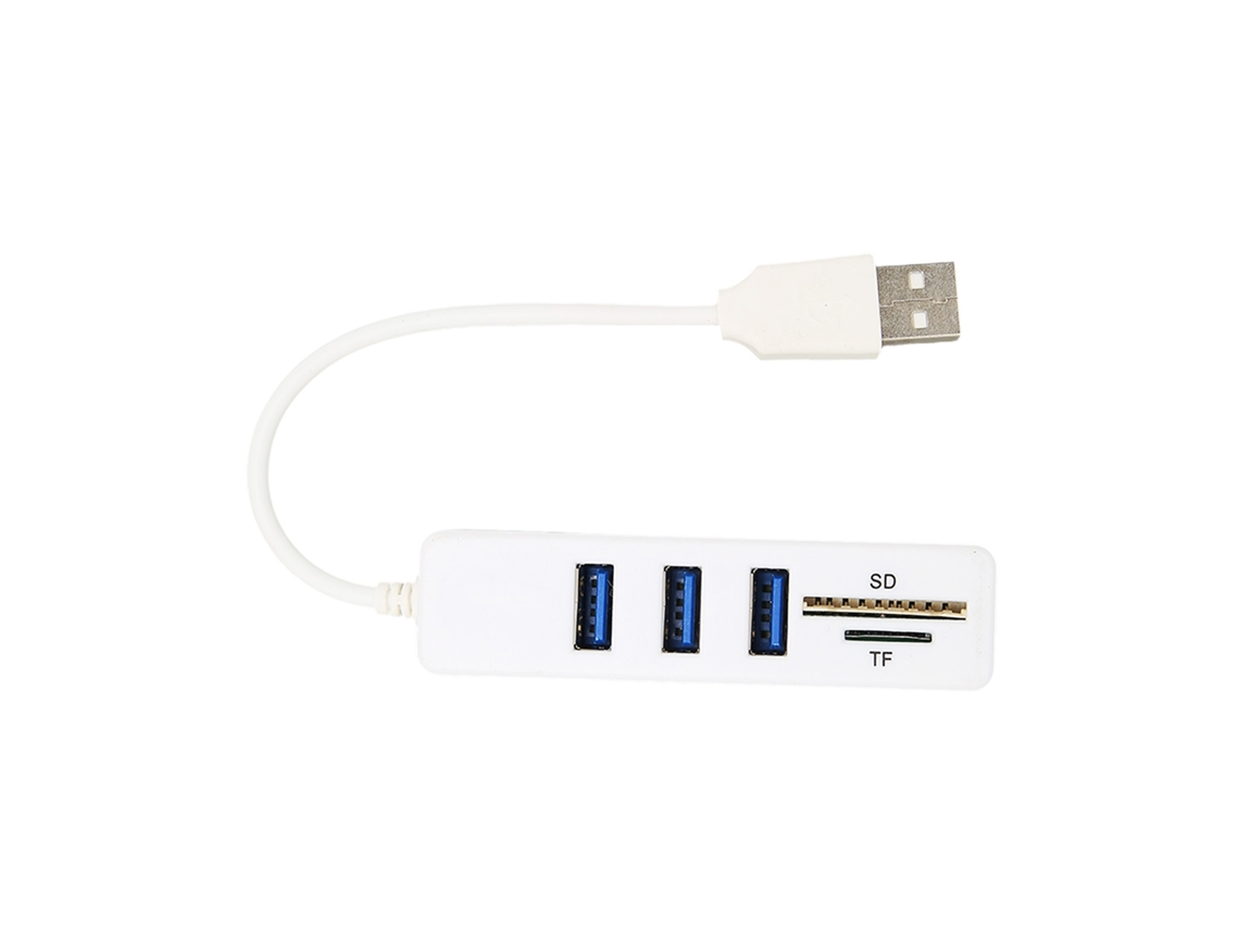 Hub Usb 2.0, Leitor De Cartão De Memória, Alta Velocidade, Plug And Play, Fácil Acesso, Divisor Usb, Branco Aquaforge