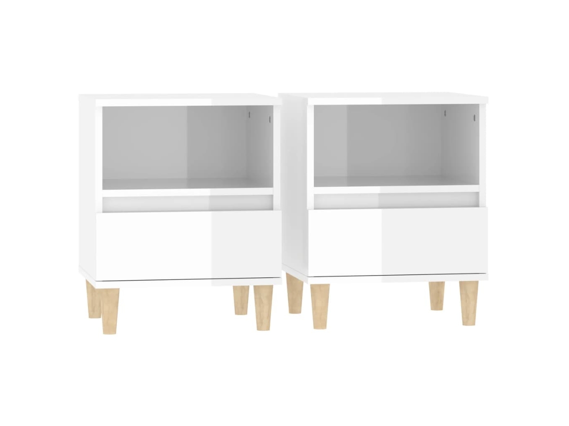 Bedside Cabinet, Bedside Cabinets Vidaxl Branco Madeira Processada (n/a)