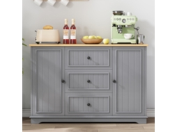 Buffet Moderno Três Gavetas E Portas Design Frigorífico Prático Para Todos Os Espaços Domésticos Cor Cinza