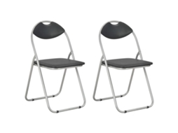 Vidaxl Cadeiras De Jantar Dobráveis 2 Pcs Couro Artificial Preto