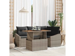 Vidaxl Conjunto de Sofá de Jardim 5 Pcs Cinzeto Rattan Sintético