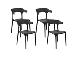 Conjunto De 4 Cadeiras De Jardim Beliani Gubbio De Polipropileno Preto 50x49x76