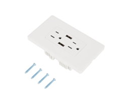 Tomada De Parede Usb Dupla Padrão Norte-americano (125v 15a, Saída De 2100ma)
