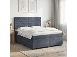 Vidaxl Cama Box Spring Com Colchão Cinzento-escuro 160 X 200 Cm Veludo