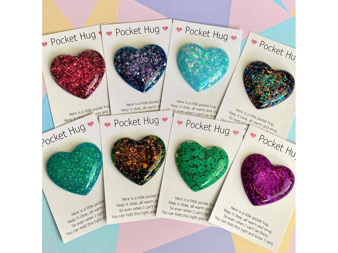 Pocket Heart Mini Abraço de Vidro com Cartão de Saudação
