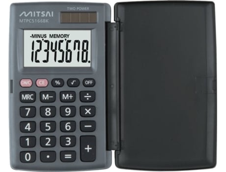 Calculadora Básica MITSAI Com Tampa Preto (8 dígitos)