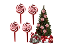 Enfeites de Natal com Candy Decorativos, Pack de 4 Caixas PVC LAXISCREED