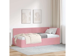 Vidaxl Estrutura De Cama De Canto Rosa 90 Cm X 190 Cm Veludo