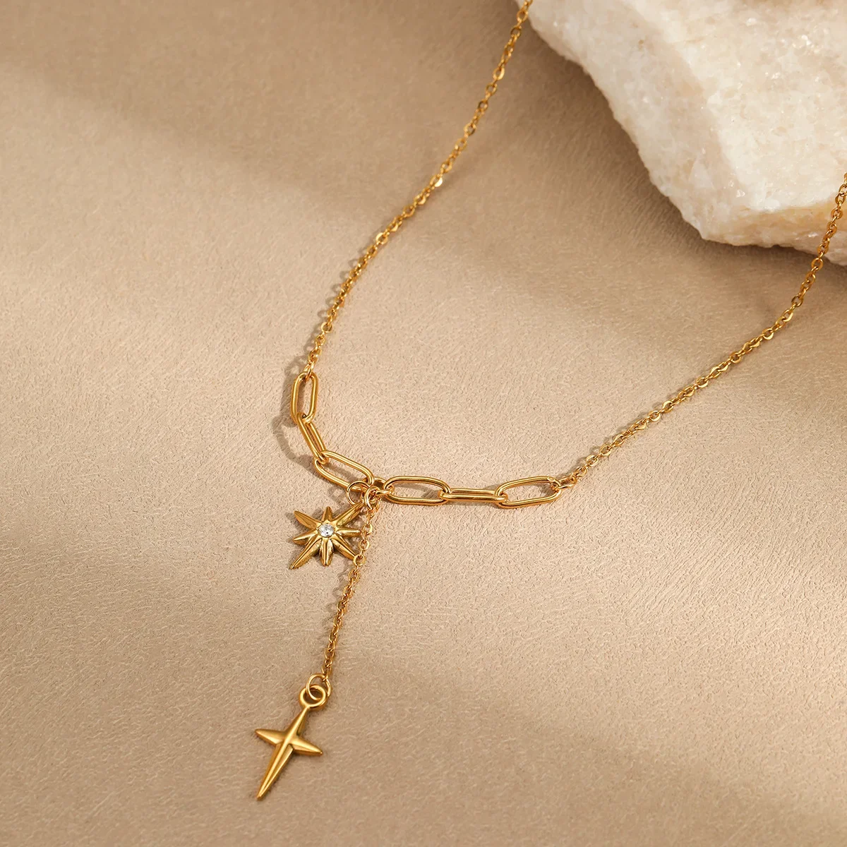 (dourado) Colar Feminino Simples E Elegante Em Formato De Estrela