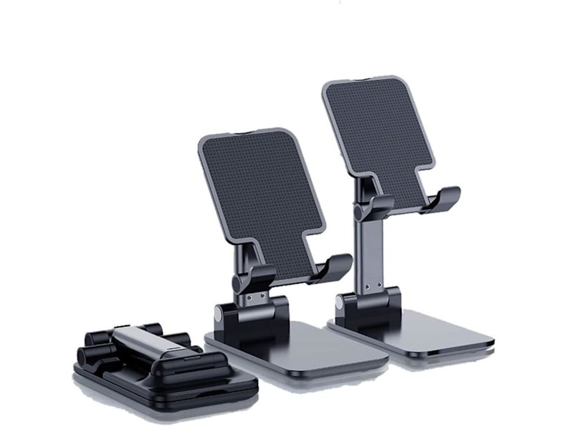 Suporte Dobrável Para Celular Para Mesa, Suporte Portátil Para Tablet Em Liga De Alumínio, Altura E Ângulo Ajustáveis, Preto.