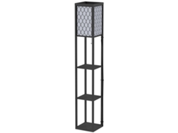 Luminária de Chão com Prateleira: 26 Cm X 26 Cm (l) X 160 Cm (a), 4 Níveis, Mdf Preto, Padrão Favo de Mel ORBITRA COMMERCE (c)