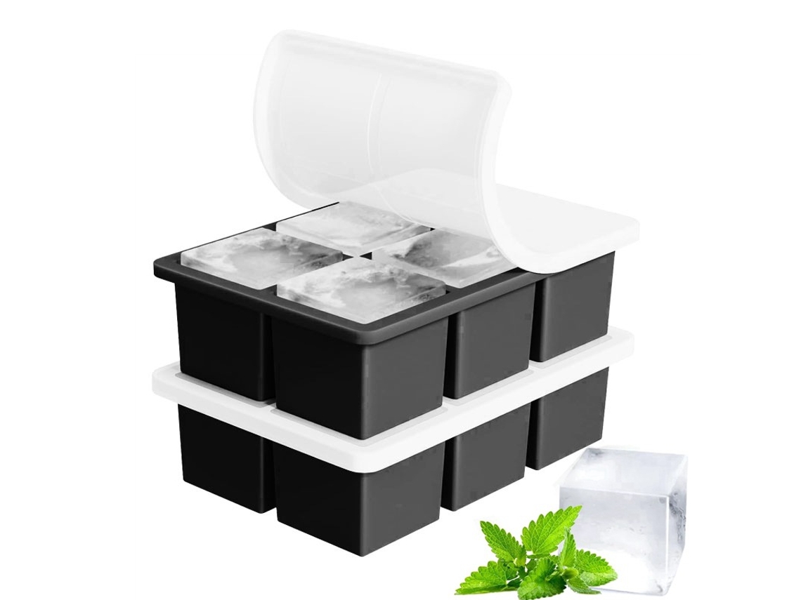 Formas De Gelo Silicone Com Tampas, Grandes, Quadradas, Fáceis De Desenformar, Flexíveis, Sem Bpa, Para Papinhas De Bebê, Conjunto Com 2 Unidades
