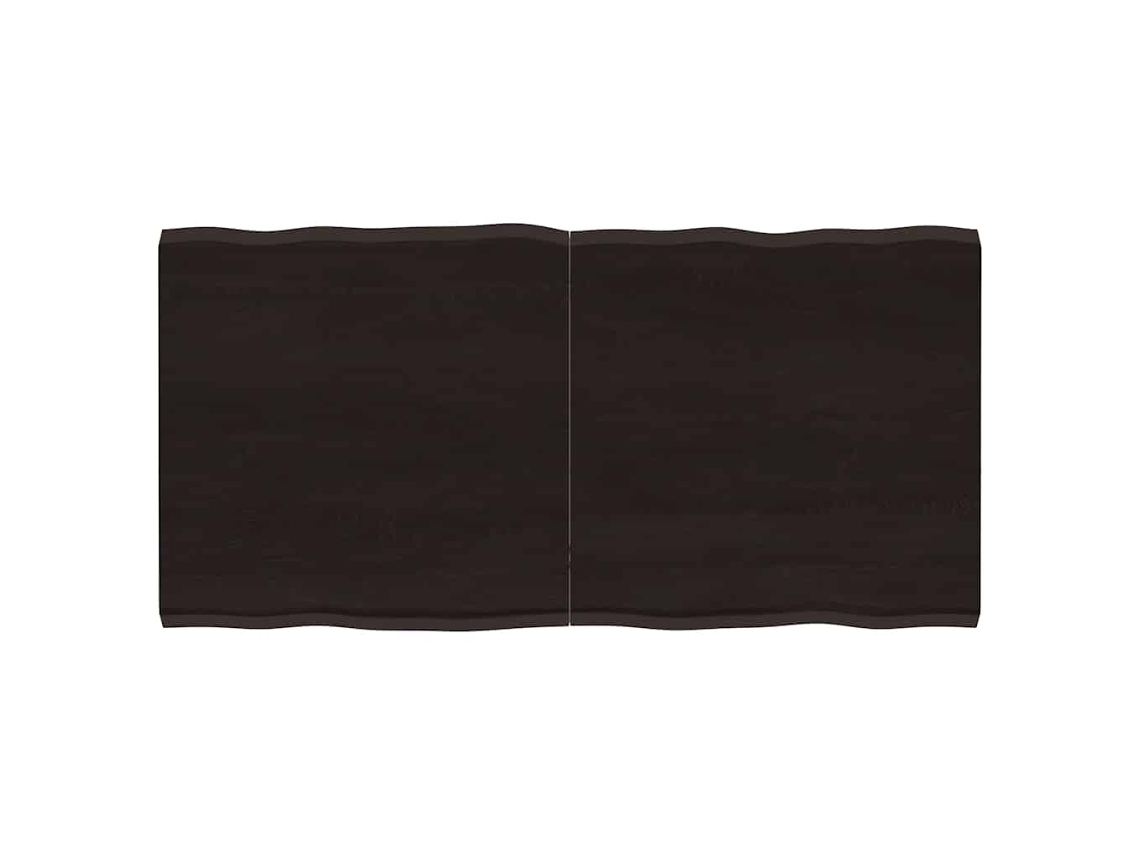 Vidaxl Tampo De Mesa Com Bordas Vivas Maciço Tratado Castanho-escuro