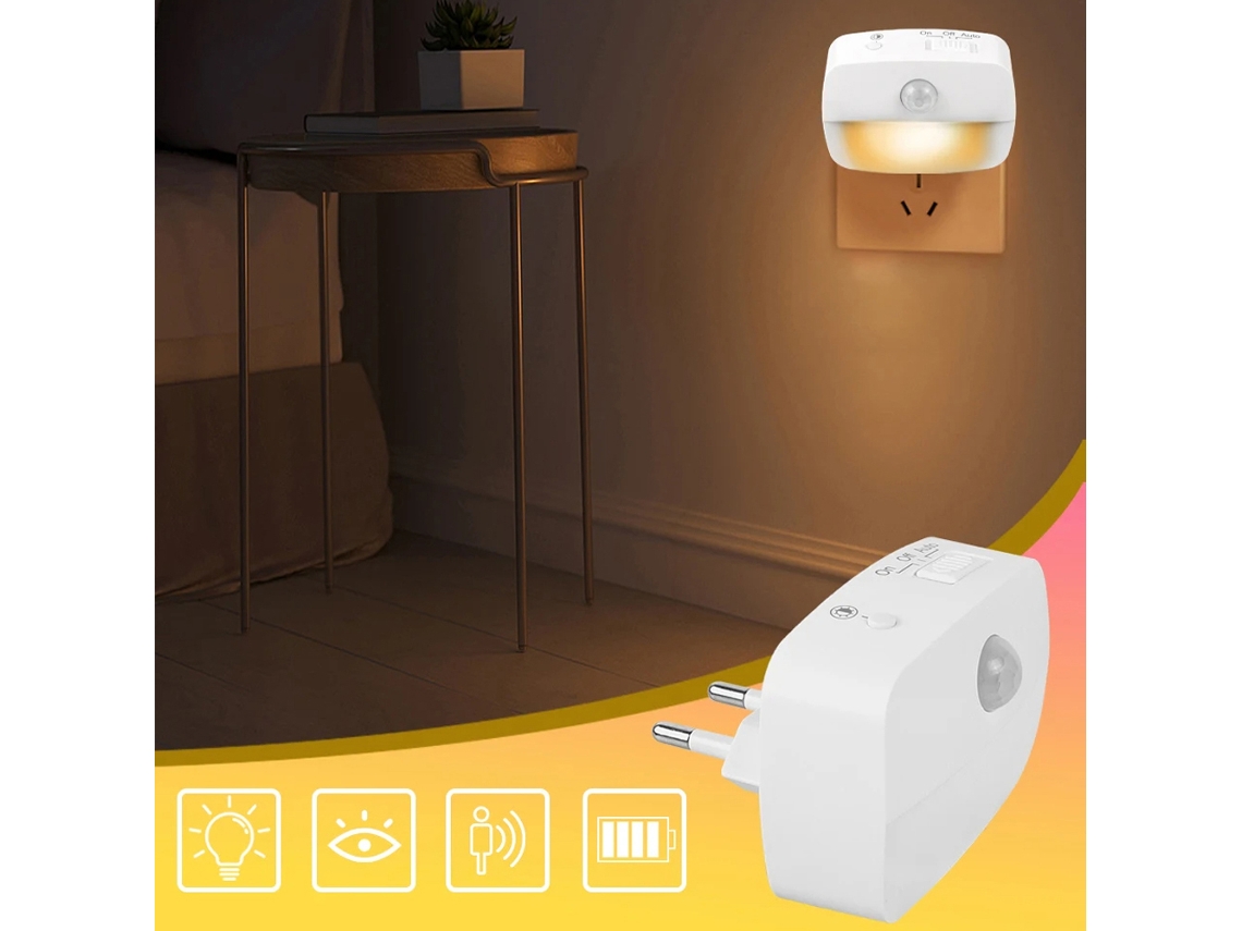 Luz Noturna Led Com Sensor De Presença, Ficha Padrão Europeia