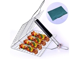 Cesta De Churrasco De Aço Inoxidável, Cesta De Peixe Dobrável Com Alça Desmontável Para Peixe, Bife E Camarão Zeuxo