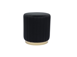 Pufe redondo em veludo preto e metal dourado D40 cm DONA MILIBOO