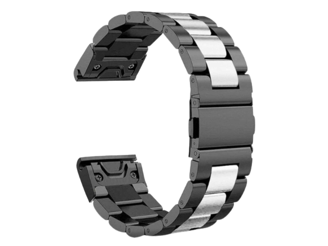 Bracelete Aço Inoxidável Adaptável Preto e Prata para Garmin Tactix 7 Pro Edition