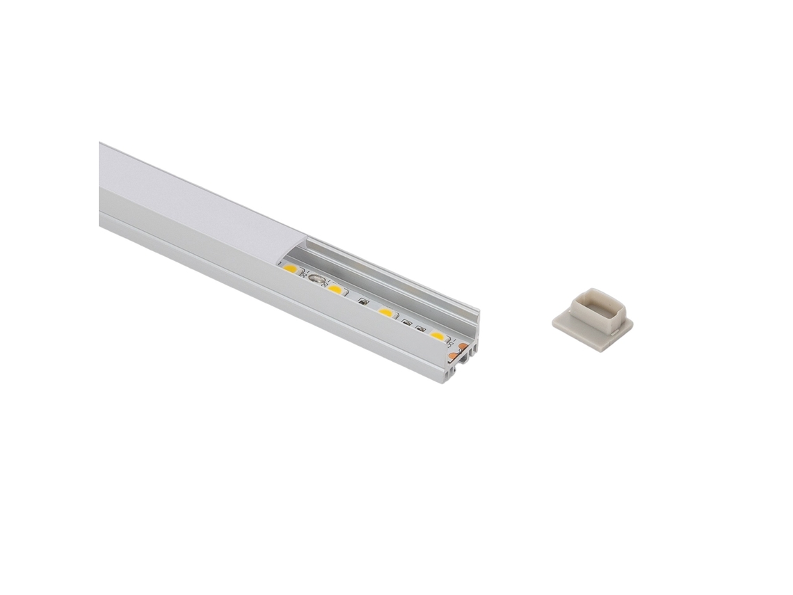 Perfil de Alumínio de Superfície com Cobertura Contínua para Fita de Led até 13mm Alumínio 2M Branco Translúcido