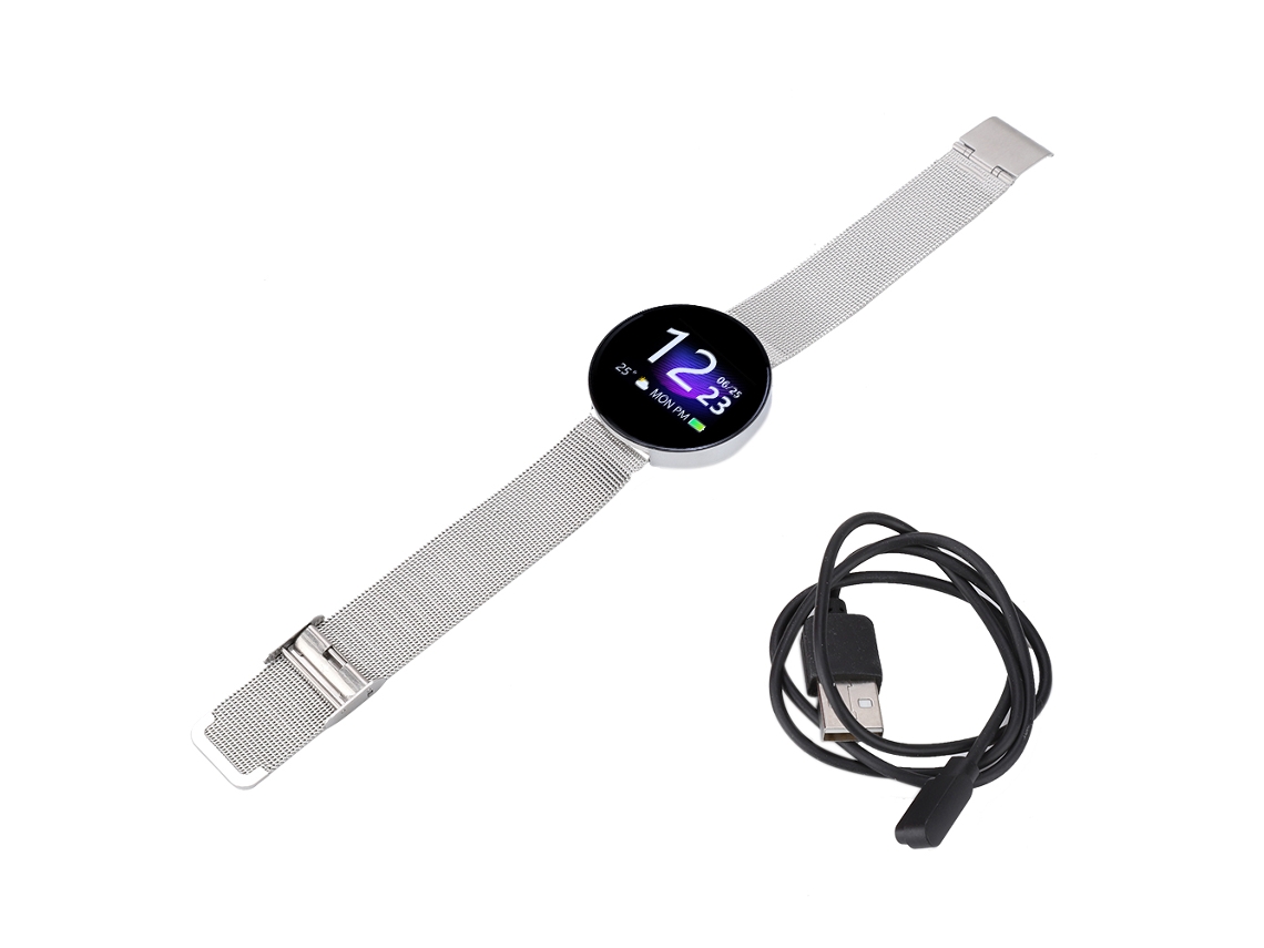 Pulseira Inteligente Z8 de aço prata, monitoramento de frequência cardíaca, à prova d'água EOOCOO