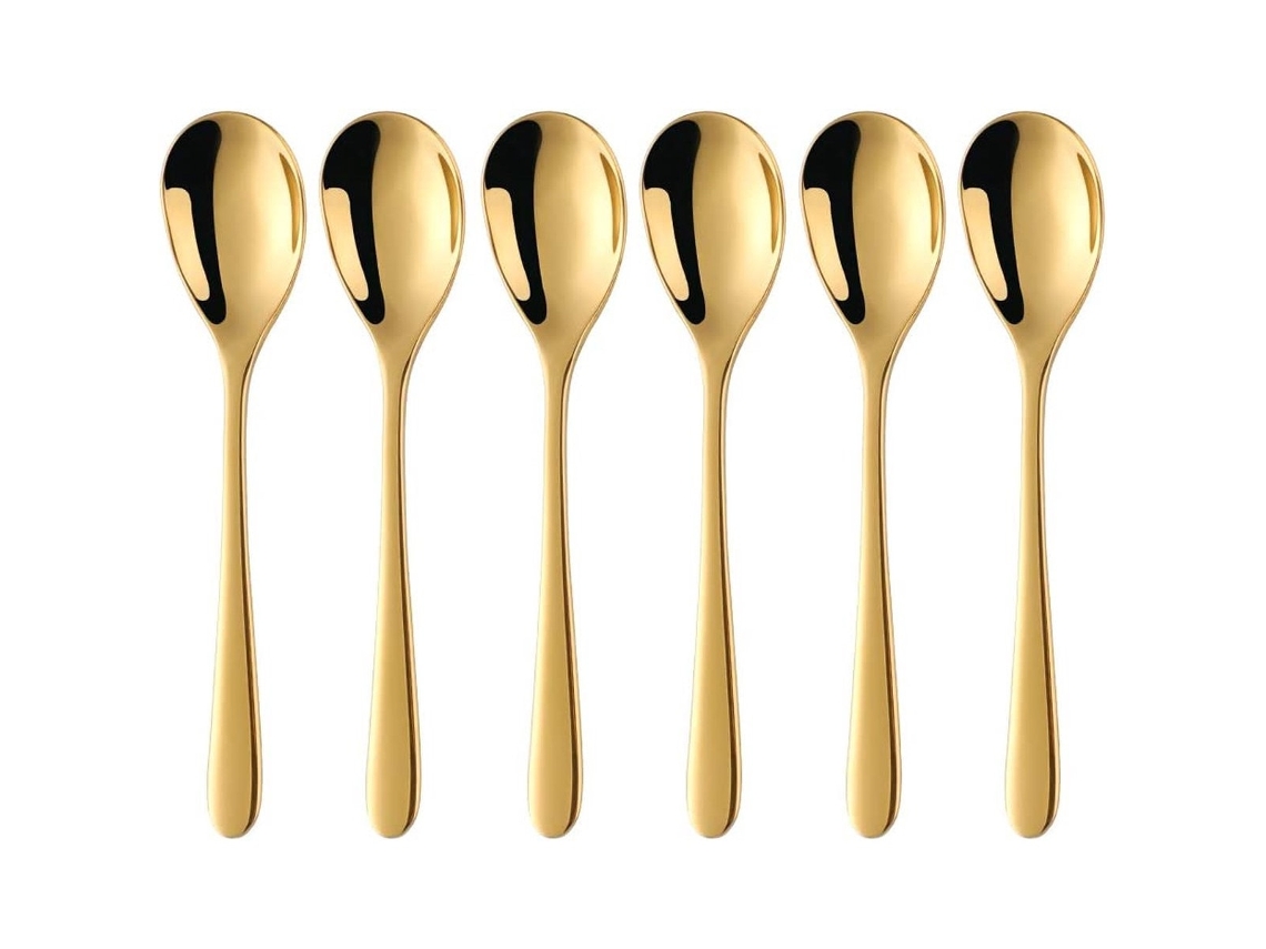 Colheres De Café Em Aço Inoxidável 304 6 Peças Design Ergonômico Para Café, Sorvete E Sopa