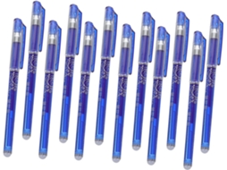 Conjunto De 12 Canetas Azuis Com Tinta Apagável, Ponta Fina 0,5 Mm,