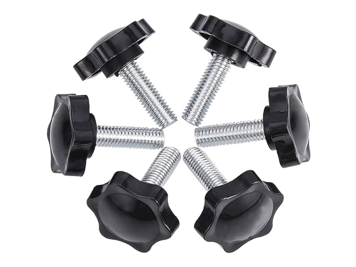 Conjunto De 6 Parafusos De Aperto Manual M8x25mm, Com Encaixe Em Estrela De Plástico Serrilhado