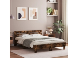 Estrutura Cama C/ Cabeceira/luzes Led 140x200cm Carvalho Fumado