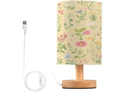 Abajur De Cabeceira Com Arranjo Flores Para Quarto, Portas De Carregamento Usb C, Luminária De Mesa Cabeceira, Luminária