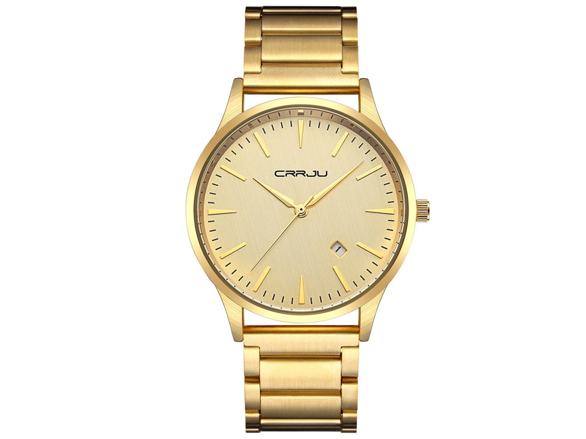 Reloj Hombre Impermeable Analógico De Cuarzo Con Dial Redondo De Aleación (oro)