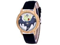 Reloj De Cuarzo De Aleación Con Textura De Madera Imitada Zhoulianfa Halloween (negro)