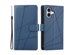 Capa Em Couro Pu À Prova De Choque Para Apple Iphone 16 Plus - Azul