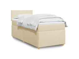 Vidaxl Cama Com Molas/colchão 90x190 Cm Tecido Cor Creme