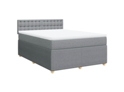 Cama com Molas/Colchão 160x200 Cm em Tecido Cinzento Claro MAISON EXCLUSIVE