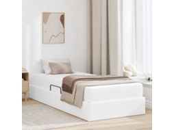 Vidaxl Cama com Arrumação e Colchão com Colchão 2 Pcs Branco Couro