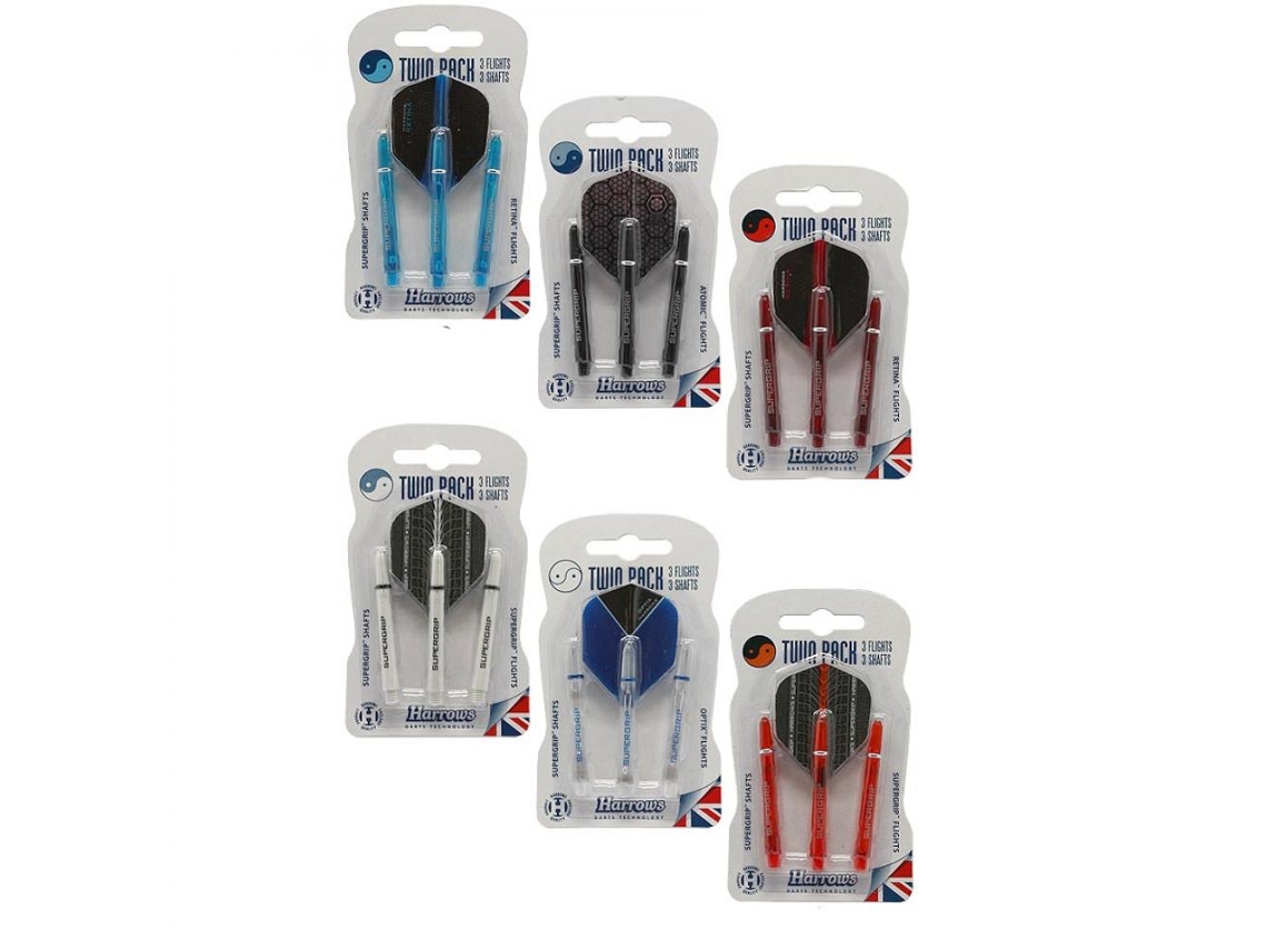 Penas Twin Pack HARROWS SuperGrip Medium 47mm Preto Silver