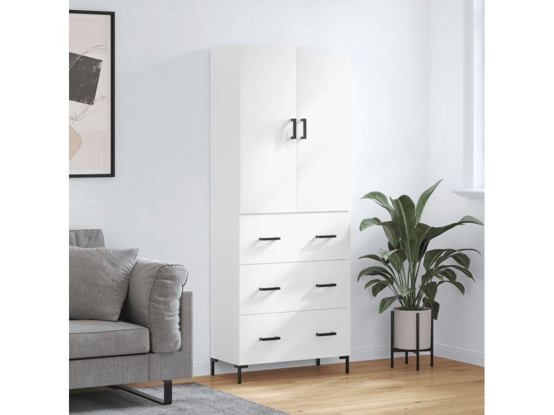 Vidaxl Armário Alto 69,5x34x180 Cm Derivados De Madeira Branco