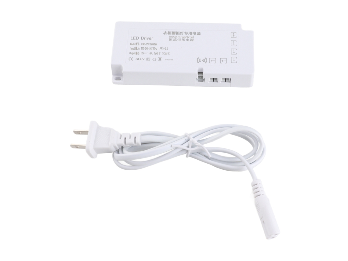 Fonte de Alimentação Led para Armários com Cabo de Salto 6 Bits 12v Ewd‑12w‑60w‑1205