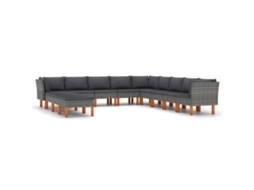 Maison Exclusive - 12 Pcs Conjunto Lounge De Jardim C/ Almofadões Vime Pe Cinzento
