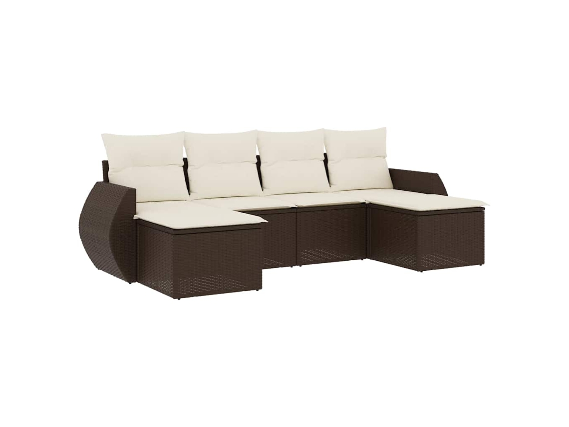 Maison Exclusive - 6 Pcs Conjunto De Sofás Jardim C/ Almofadões Vime Pe Castanho