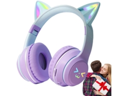 Fones De Ouvido Com Orelhas Gato, Microfone Sem Fio E Luzes De Led