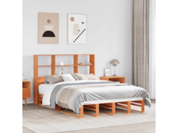 Vidaxl Cama Com Estante Sem Colchão 120x200cm Madeira Maciça
