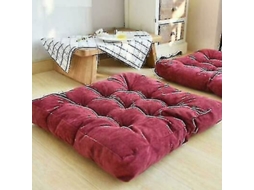 Cojim De Chão Quadrado Macio De Corduroi 55x55cm Para Sala Jardim Meditação Yoga Vermelho